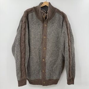 Vintage Racquet Men's Shetland Wool Collared Cardigan Large chunky grandpa